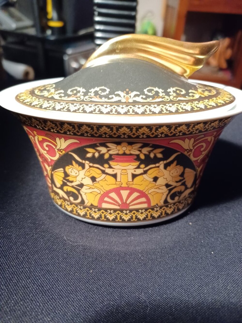Versace Medusa red Sugar Bowl with Cover